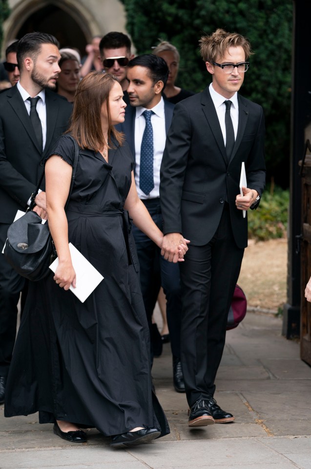 Tom and Giovanna Fletcher left after paying their respects