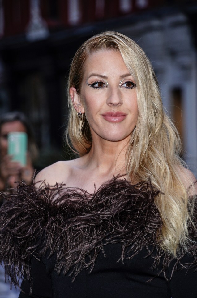 Hitmaker Ellie Goulding was in a feathered jumpsuit