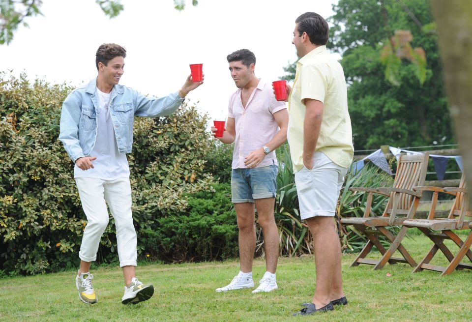 Joey Essex, Tom and James Argent pictured on Towie in 2013