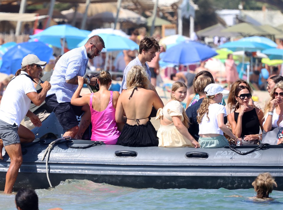 The Beckham family enjoyed a boat trip yesterday