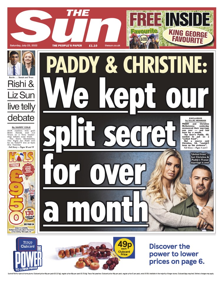 The Sun revealed the couple had split