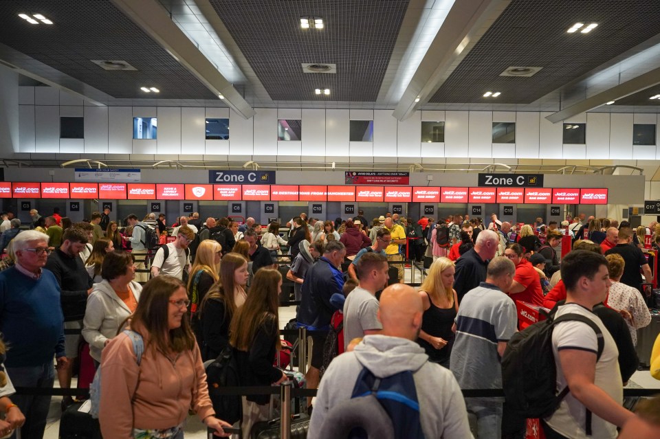 Manchester Airport was also brimming with holidaymakers jetting off