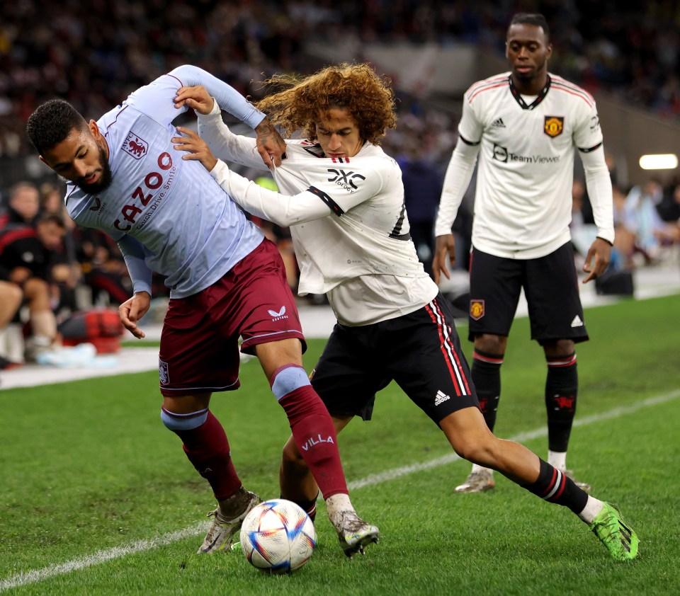 Aaron Wan-Bissaka watches on as Hannibal pursued a one-man war against Douglas Luiz and the rest of the Villa team