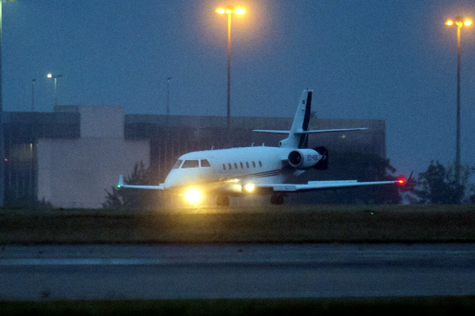 Ronaldo's plane landed in Manchester late on Monday evening