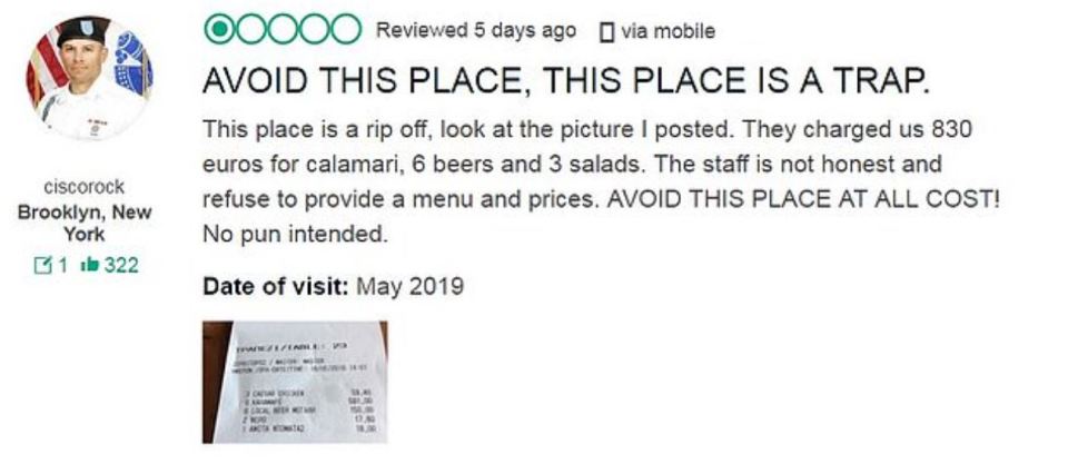 One of the infamous reviews of DK Oyster on TripAdvisor