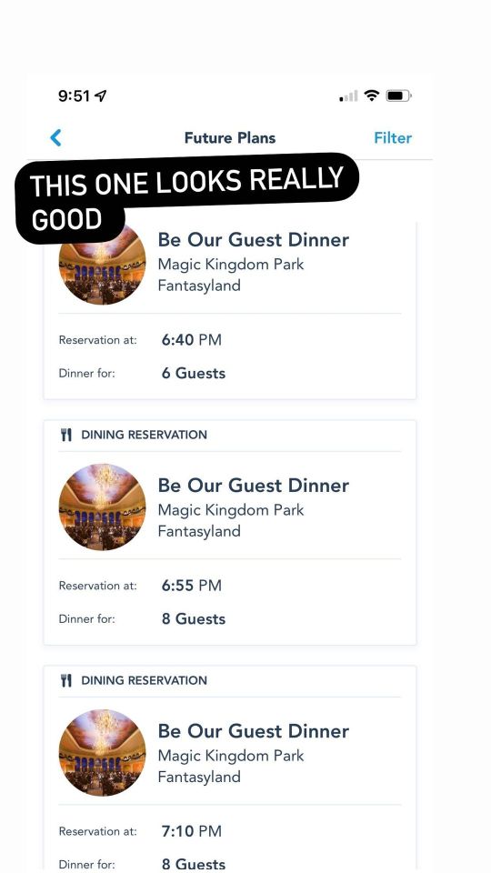 On Instagram she showed how she was booking the Fairytale Dining Lunch at the Cinderella’s Royal Table, and the Be Our Guest Dinner