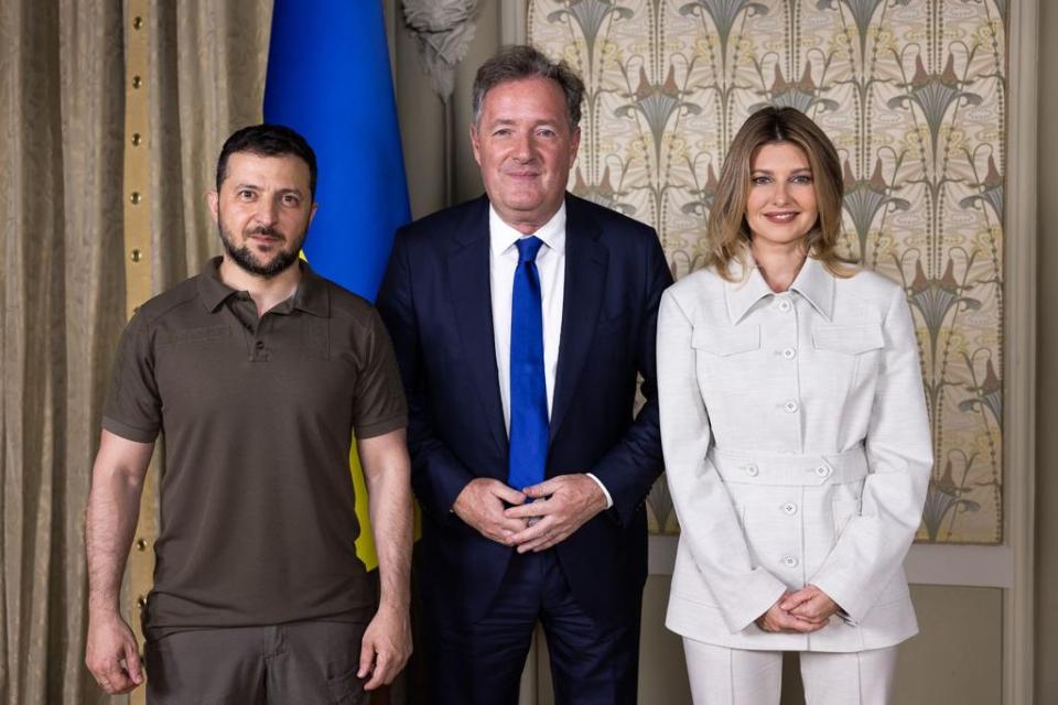 Piers Morgan with Ukraine’s President Volodymyr Zelensky and First Lady Olena Zelenska