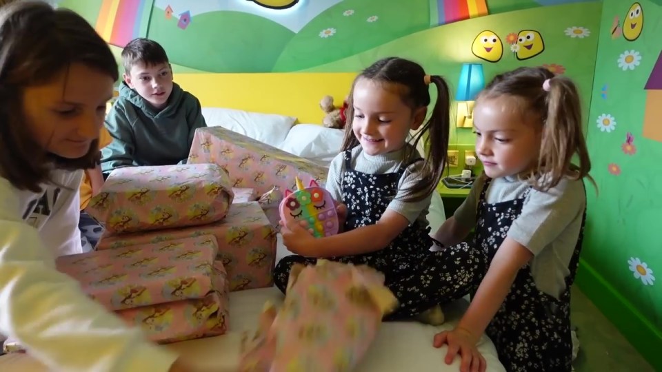 MUM-of-22 Sue Radford showered her daughter Phoebe with a huge pile of presents on her sixth birthday