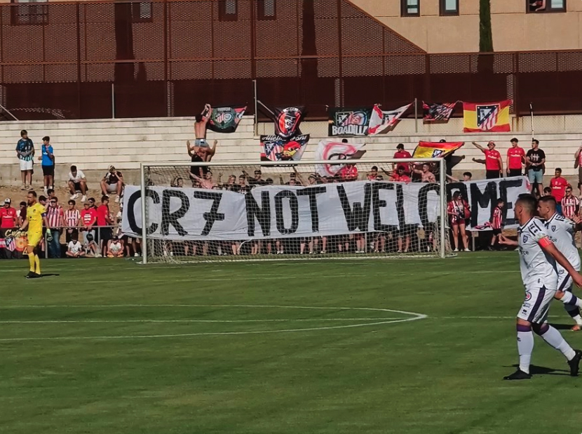 Atletico Madrid fans unveiled the banner away Numancia as they rejected Ronaldo