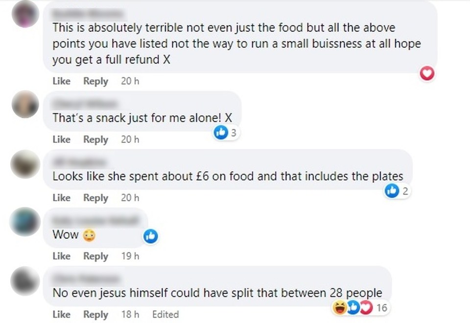 Facebook users were stunned at the amount of food supplied