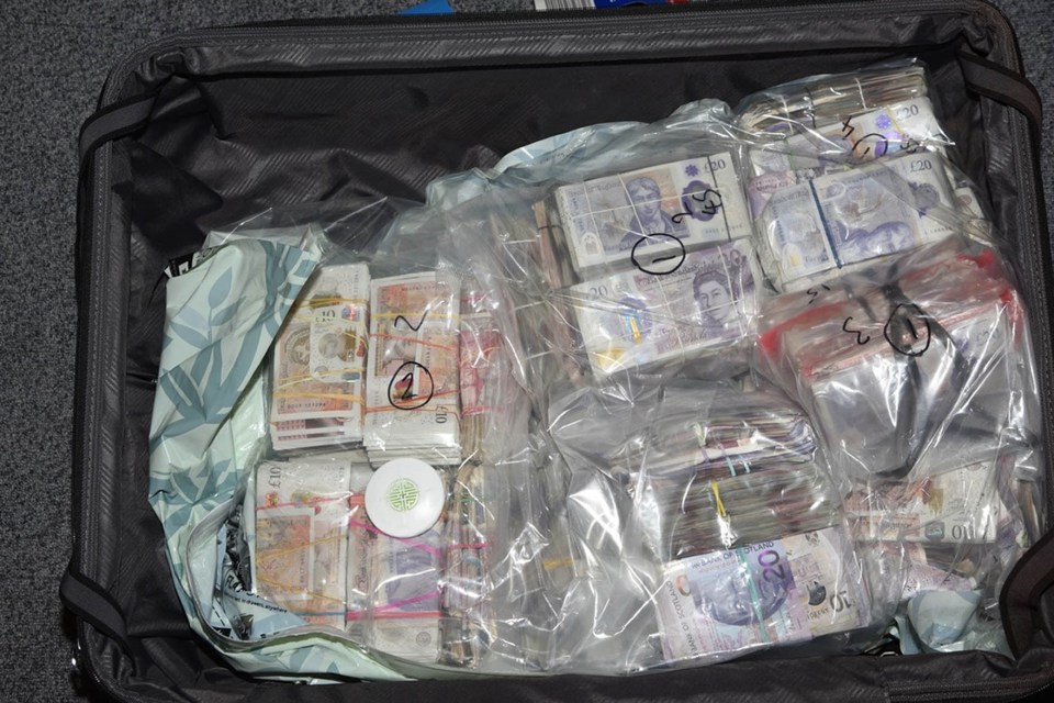 Over £500,000 cash would be stuffed into each suitcase in vacuum packed bags