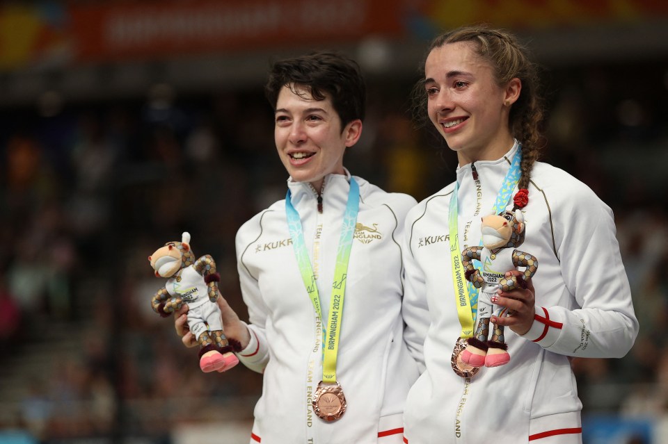 Sophie Unwin (L) and Georgia Holt ‘borrowed’ bronze medals after bungling chiefs informed them they would not be handed their own medals