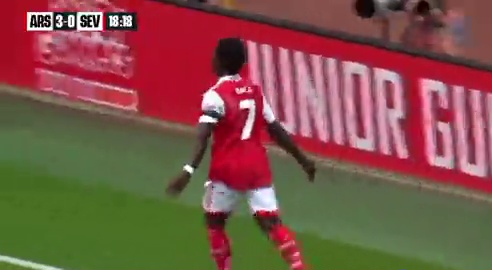 Arsenal star Bukayo Saka made it 4-0 after Yassine Bounou's error