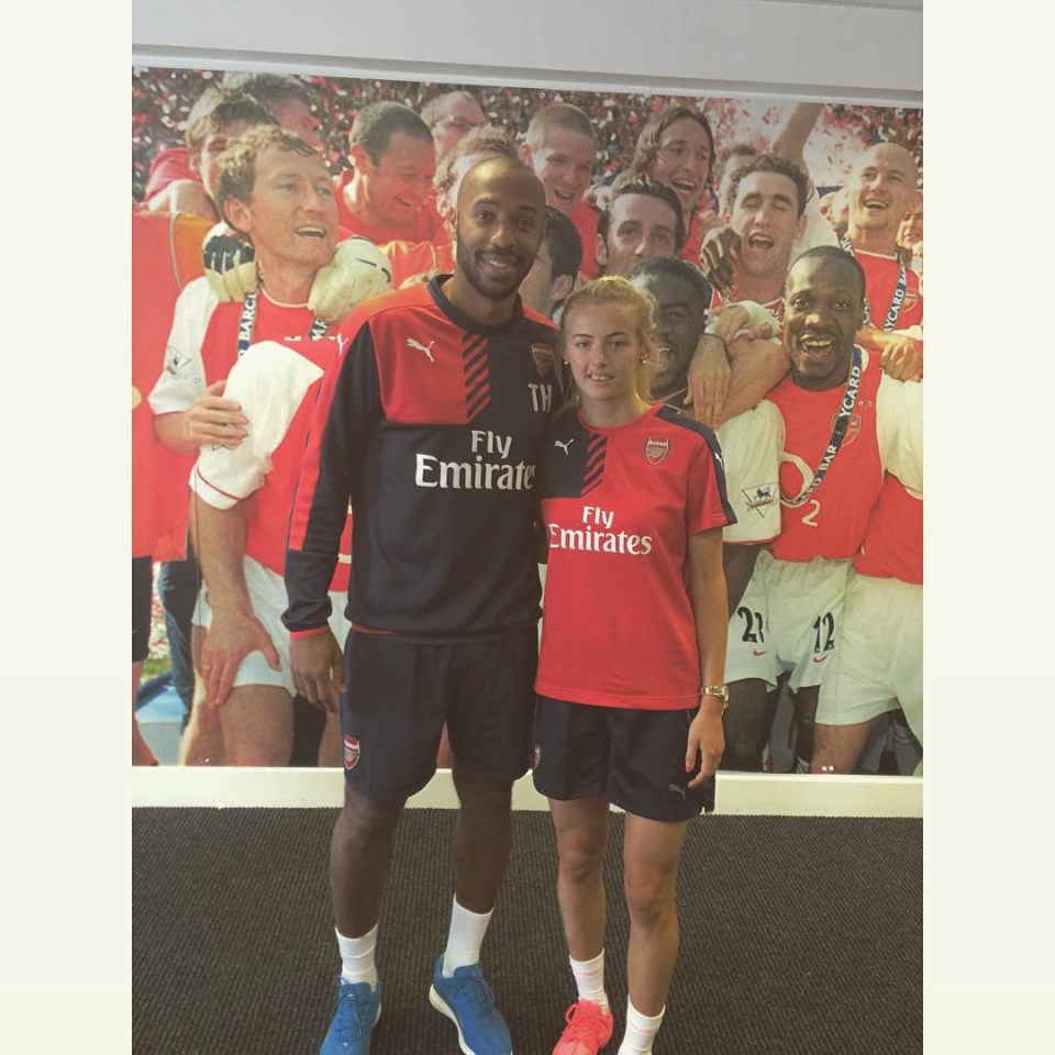 Kelly rubbed shoulders with Arsenal legend Thierry Henry during her spell in North London