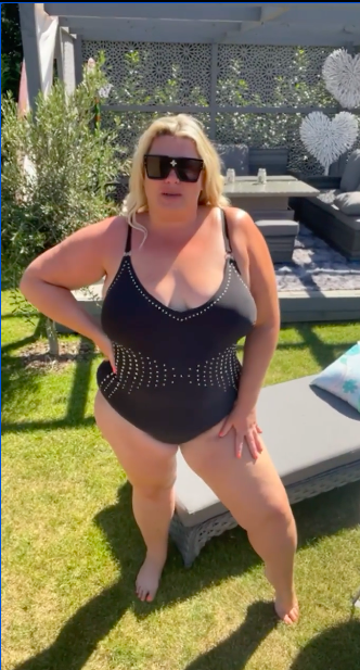 Gemma Collins has shown off her figure in a black swimsuit