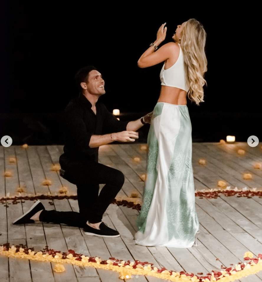 The Towie star beamed as he got down on one knee