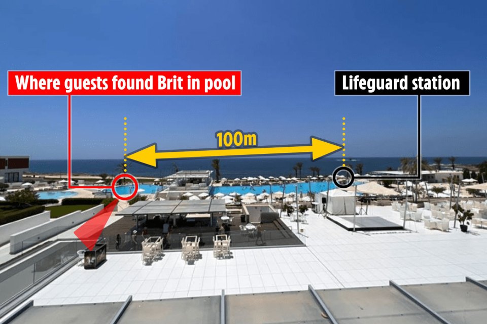 An eyewitness has claimed that hotel guests pulled the Brit out of the water when lifeguards failed to notice his lifeless body