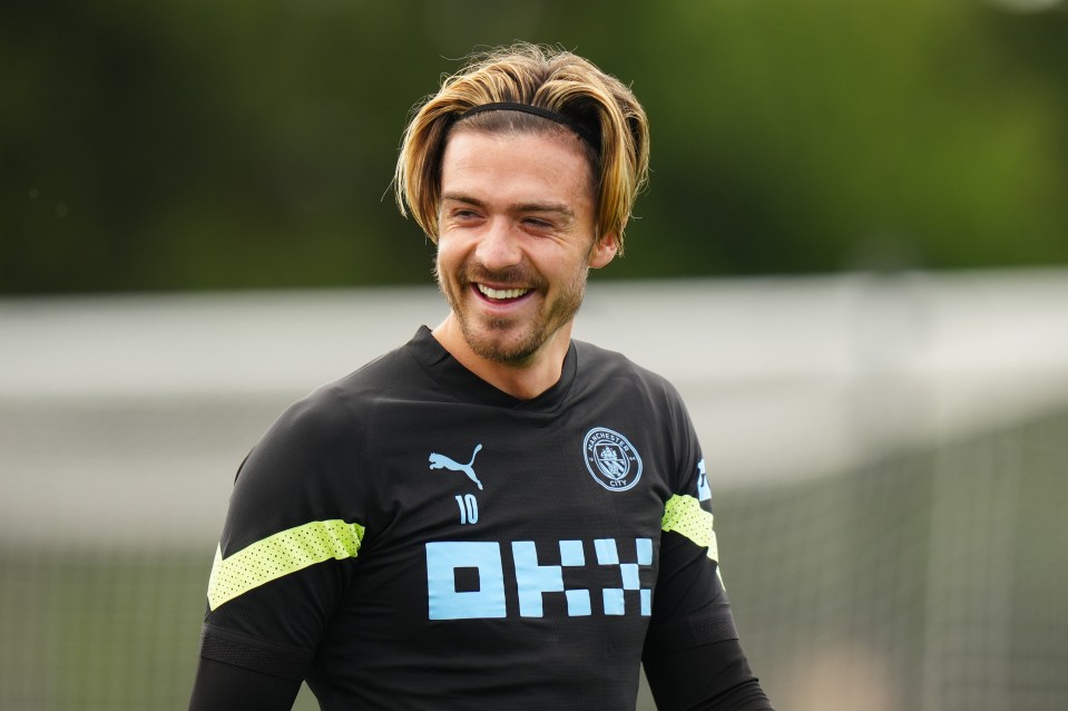 Jack Grealish could not keep the smile off his face either at training