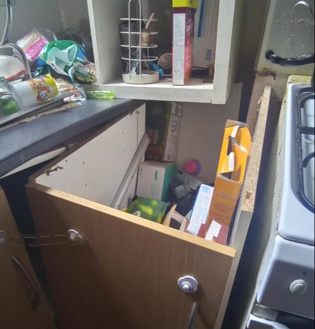 A tenant has slammed her landlord – after claiming her kitchen is ‘collapsing’