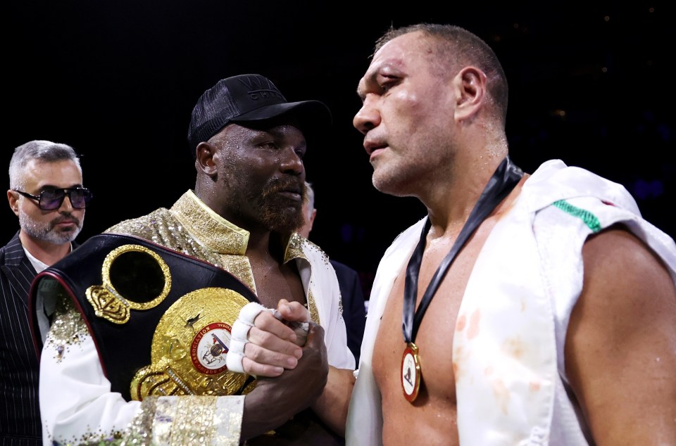 Derek Chisora shakes hands with Kubrat Pulev after his rematch win