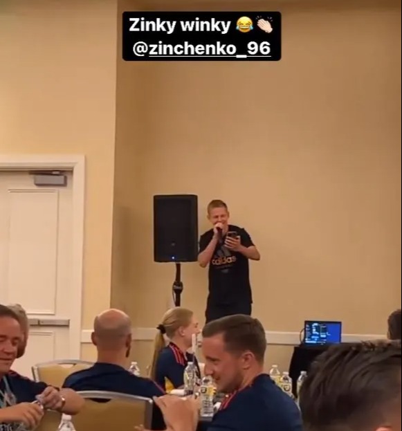 Oleksandr Zinchenko sang disco hit 'It's Friday then' as his initiation song