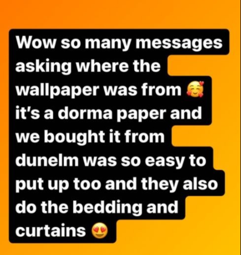 The parents of 22 got the wallpaper, matching curtains and bedding all from Dunelm