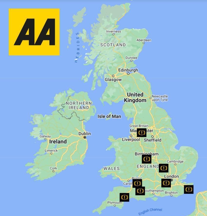 The AA warned drivers of traffic jam chaos across the UK this weekend