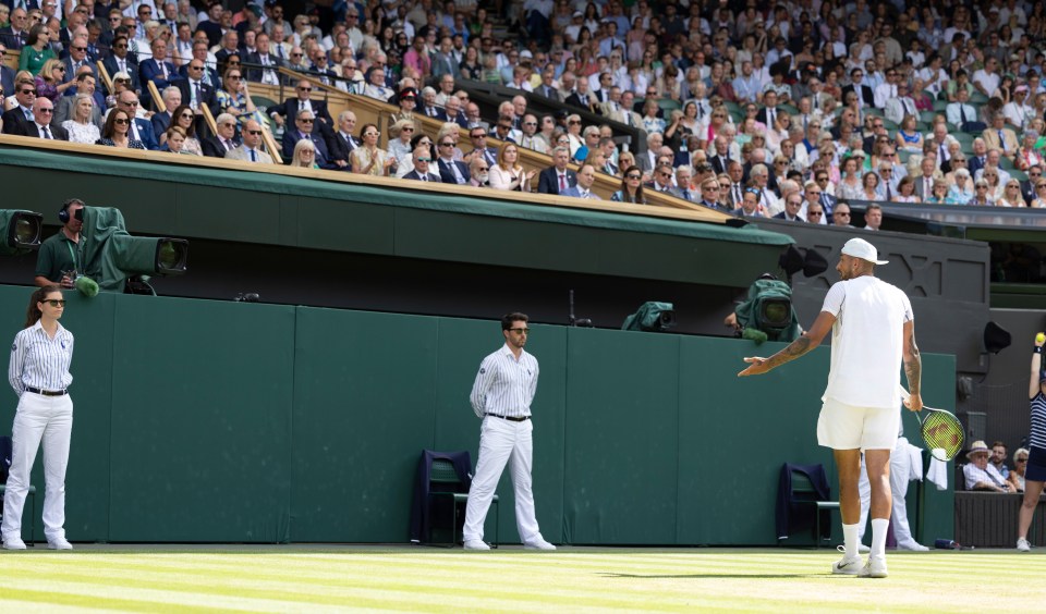 Kyrgios was not afraid to belt out F-bombs just in front of the Royal Box