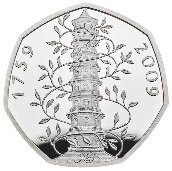 The coin features a design of Kew Gardens