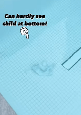 The educators posted a video of a white baby grow at the bottom of a pool which is difficult to detect