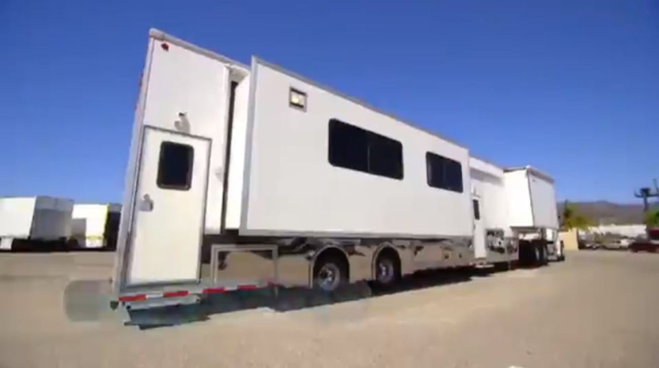 Brad's massive motorhome is 48 feet long and is pulled by a huge truck