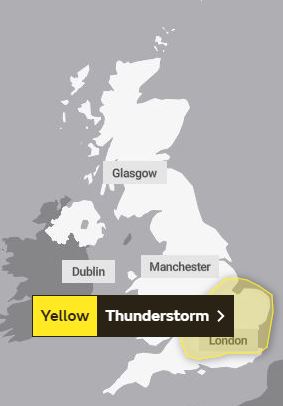 A yellow storm warning is in place from 1pm tomorrow