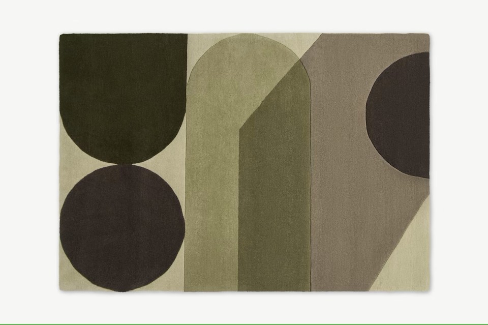 Pick up on the olive interior trend with the £365 Zayyan wool rug