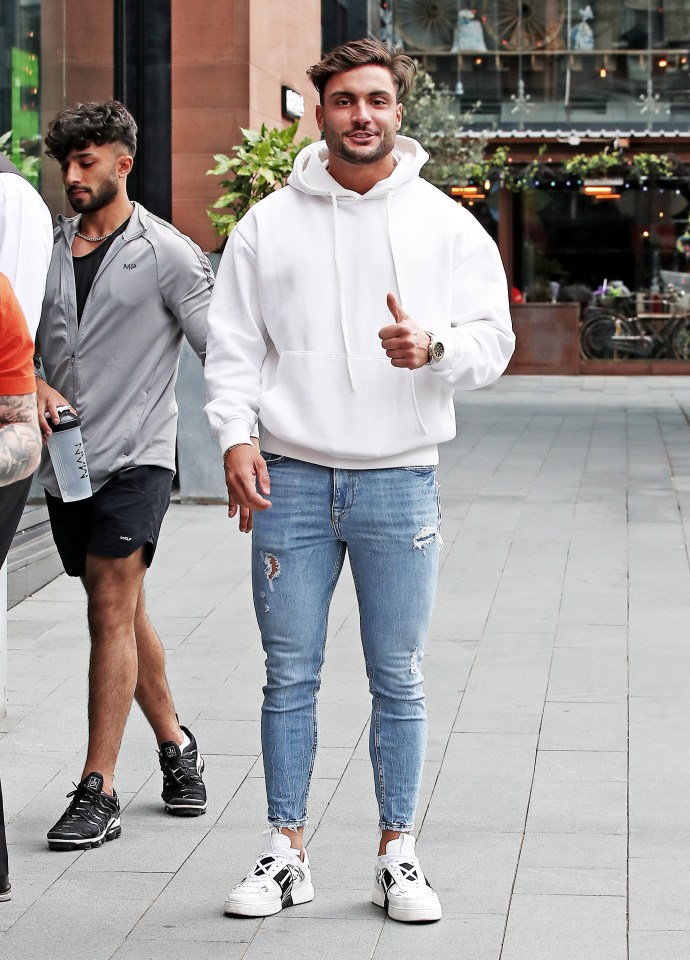 Love Island winner Davide Sanclimenti was spotted in Manchester on Friday afternoon