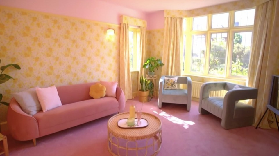 Eddie and Lotta's home was giving a pink and yellow makeover on Changing Rooms