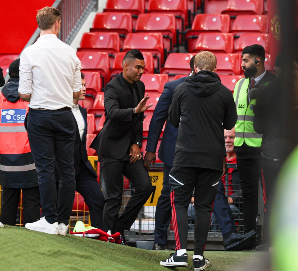 Casemiro at Old Trafford ahead of his move from Real Madrid