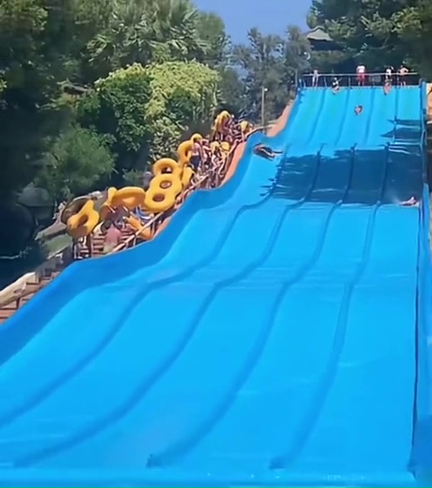 Harvey was filmed on a waterslide on holiday