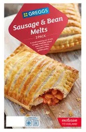 Save 50p on a Greggs Sausage & Bean Melt two-pack is £2 at Iceland