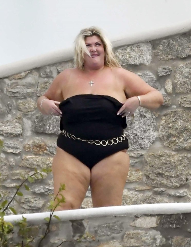 Gemma Collins showed off her curves in a strapless swimsuit