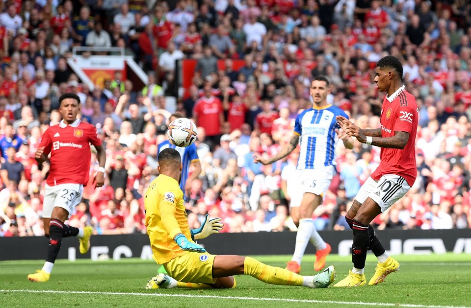 Manchester United ace Marcus Rashford struggled against Brighton