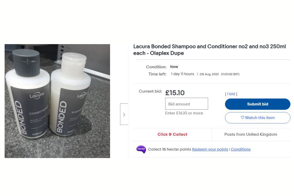 ebay selling Aldi dupes