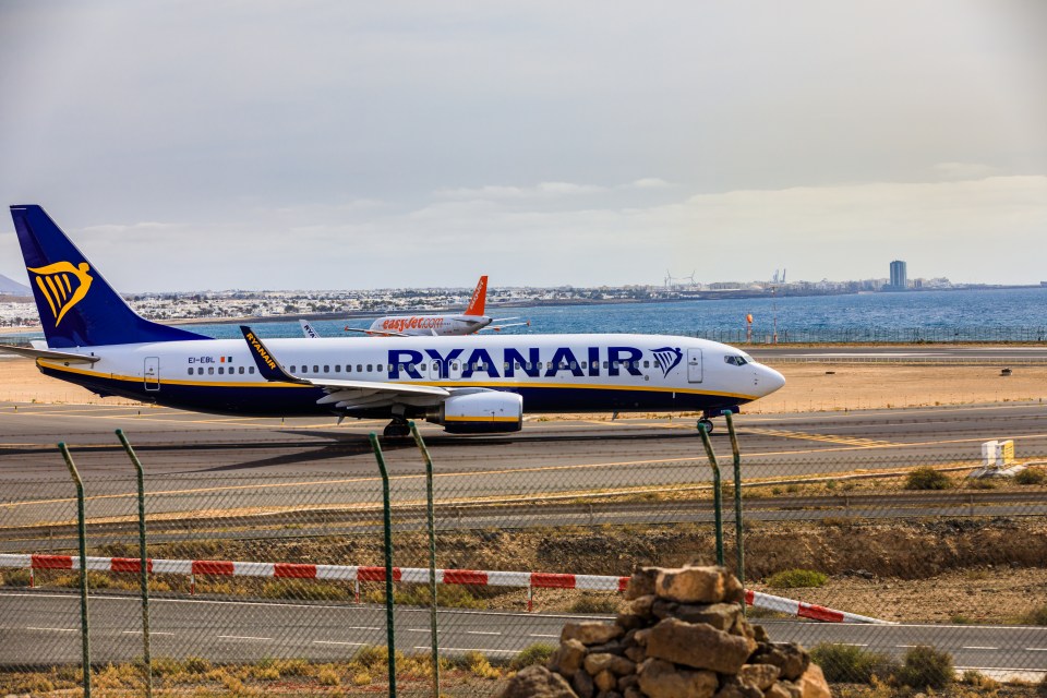 Lanzarote airport is right next to the sea in the Canary Islands