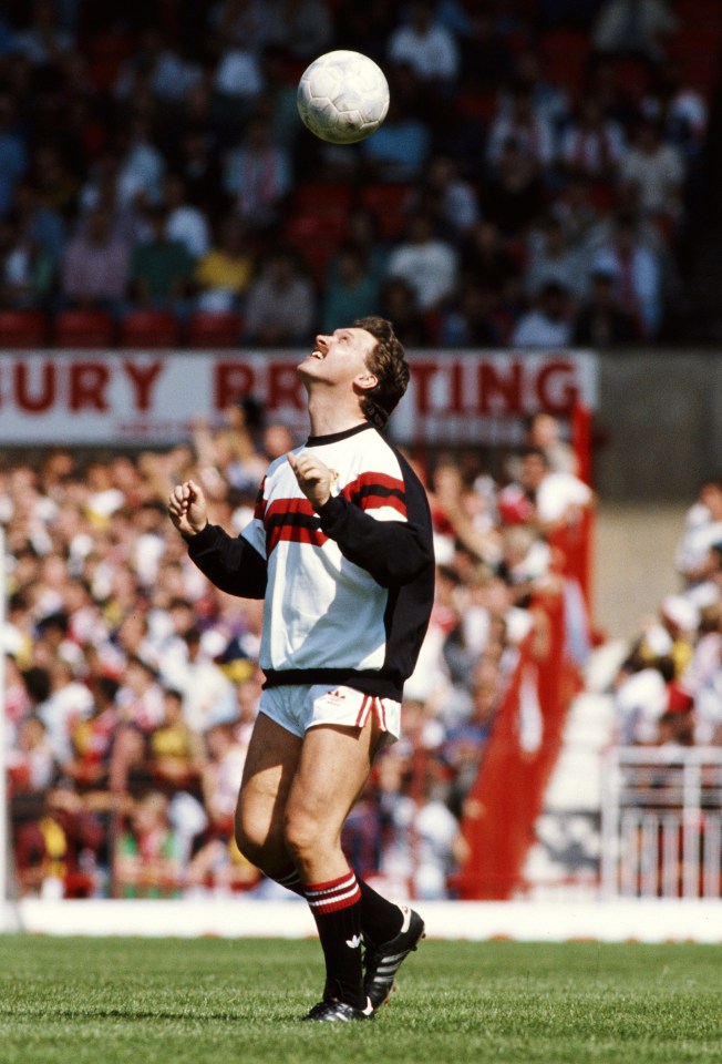 Knighton came out onto the pitch to do kick-ups at Old Trafford