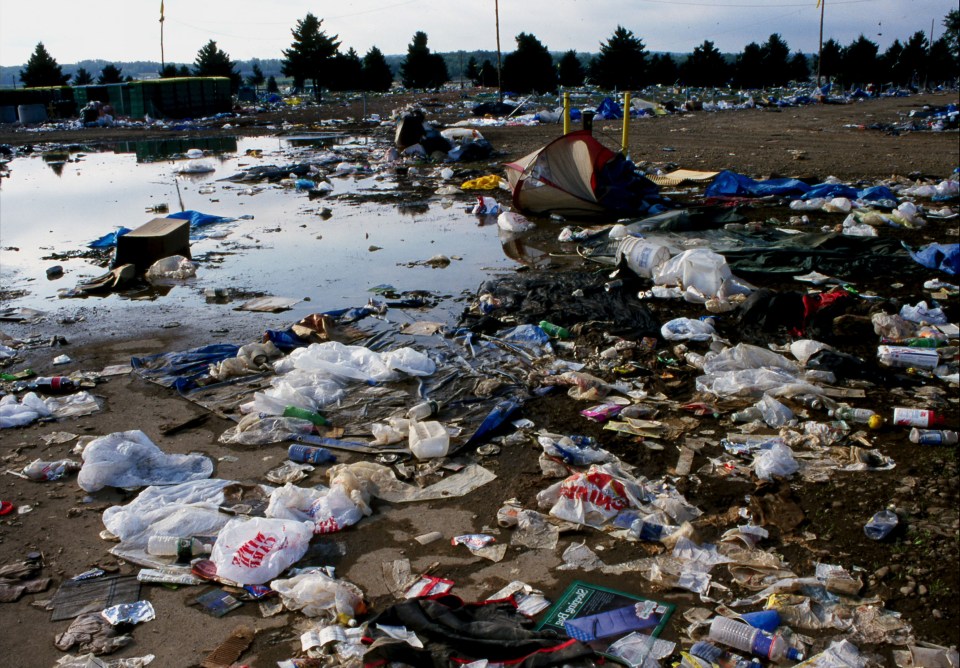 The rubbish piled up amid sewage