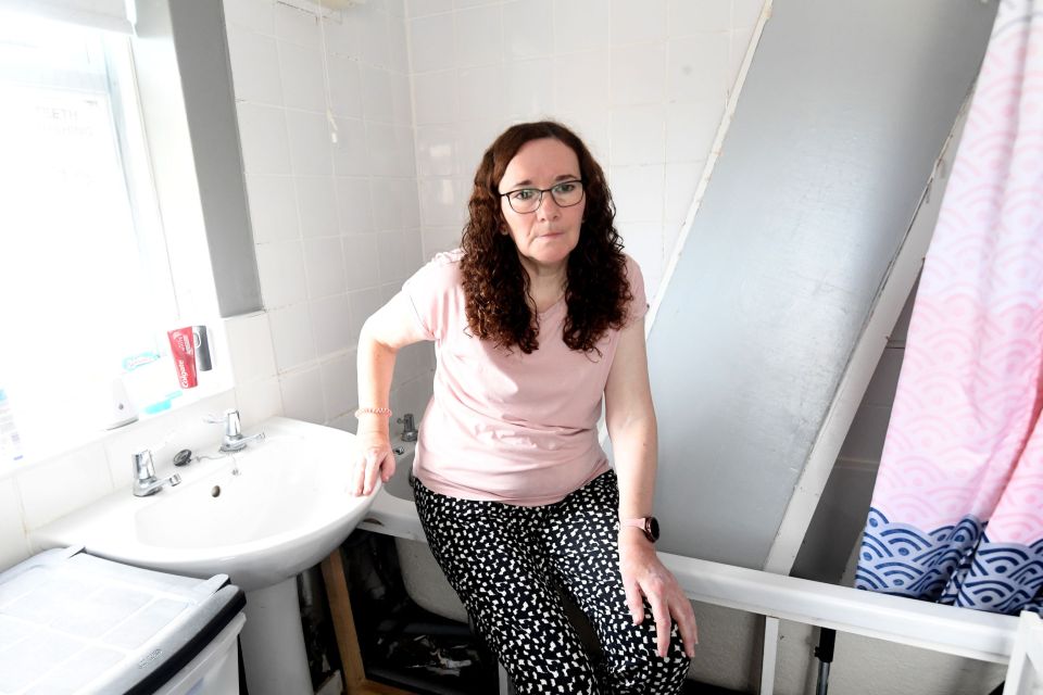 Helen Hyde and her son have had to shower at their neighbour's house after a 'massive' leak in their bathroom