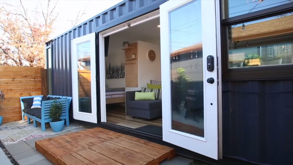 The container home is the perfect size for the couple's garden