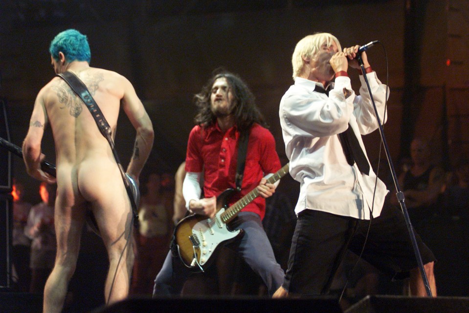 The Red Hot Chili Peppers were last to play, with naked Flea