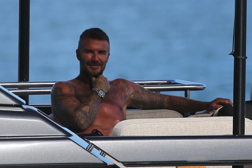 David Beckham soaked up the sun on his £5m yacht in Miami