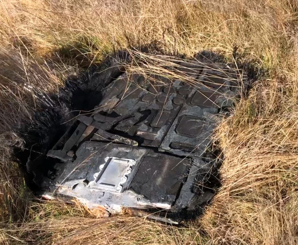 Charred pieces found on farm