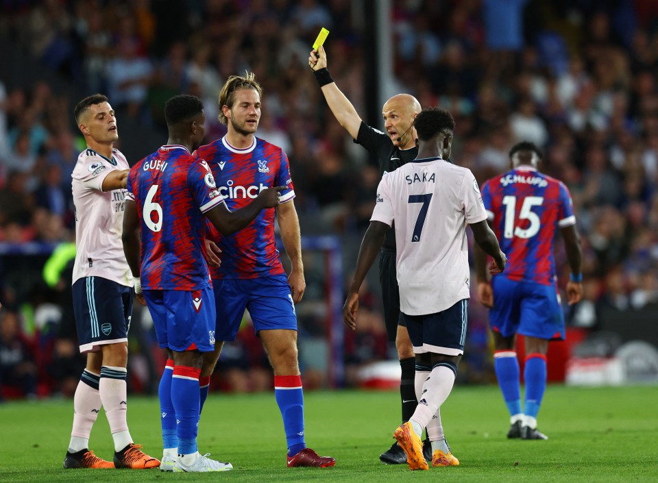 Gunners midfielder Xhaka was booked for simulation against Crystal Palace